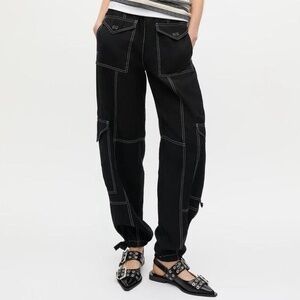 GANNI Contrast Stitch Slub Pants size 32 (US 0)